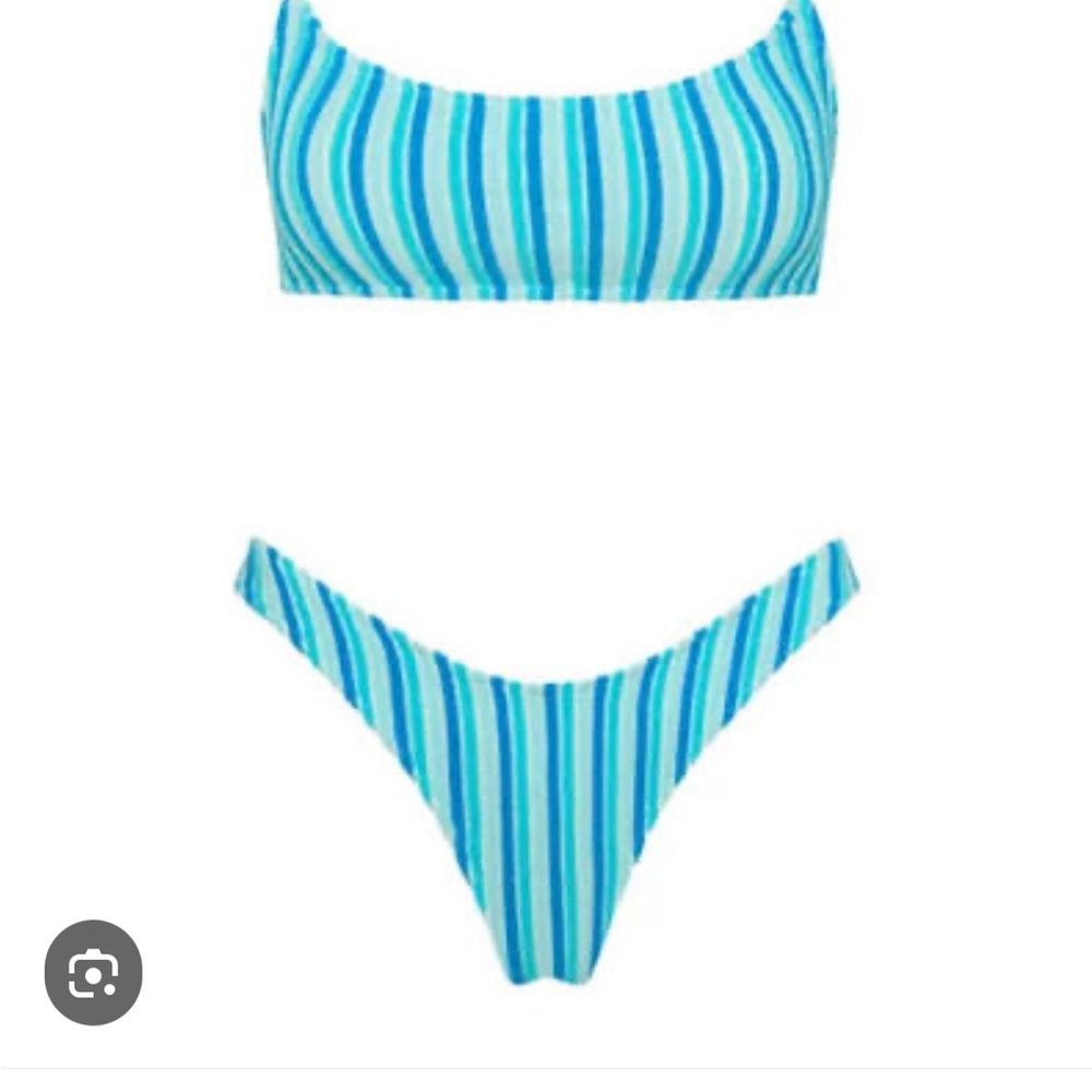 Triangl Swimwear Aqua and White Bikini